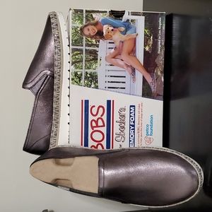 Skechers Womens BOBS Flexpadrille 3.0, Leather Pewter Size 8